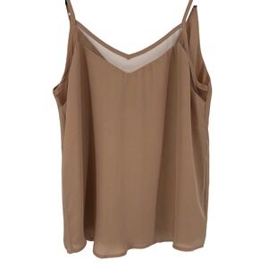Forever 21 Womens Tan Mesh Detail Cami Top Medium Sleeveless Casual Blouse M